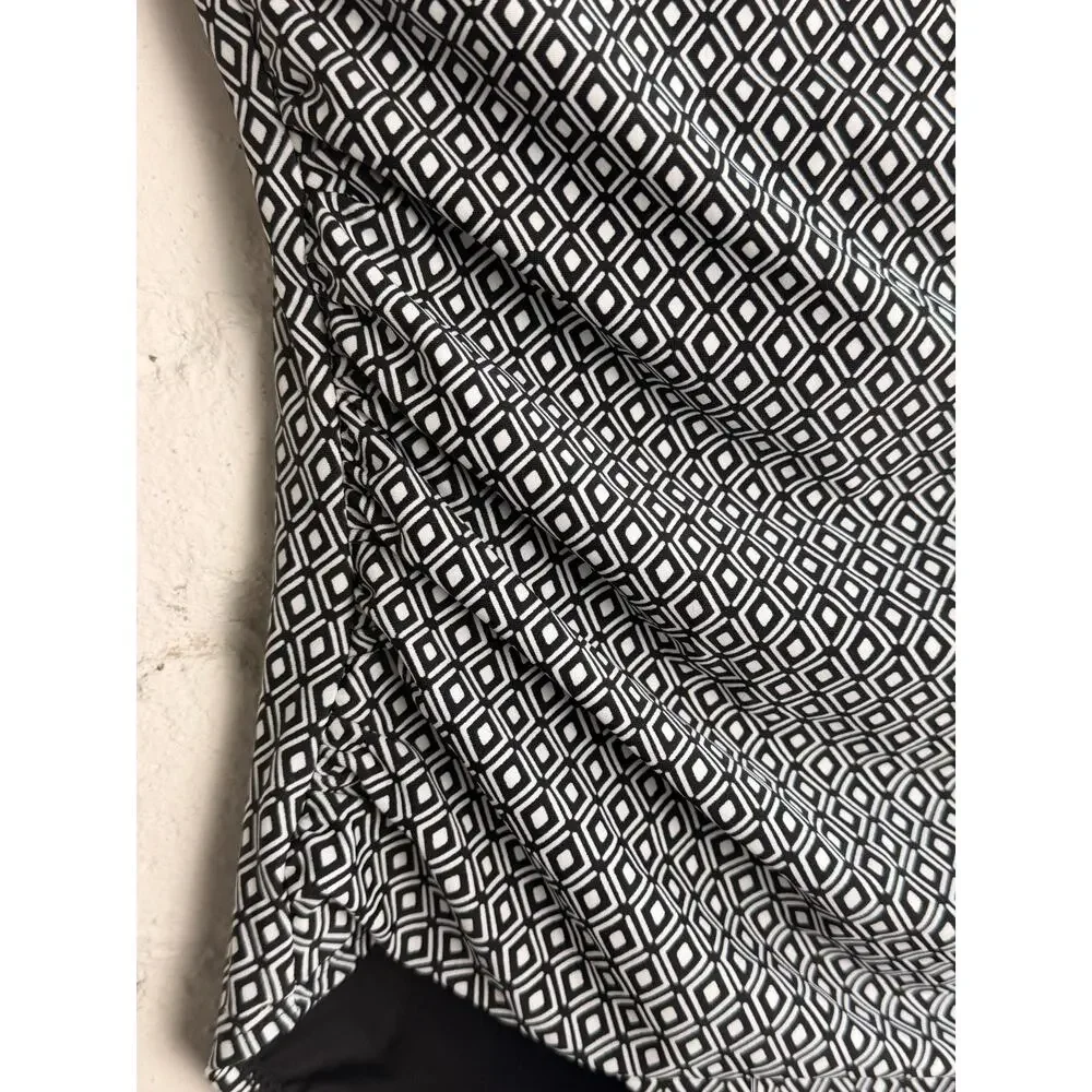 DKNY One Piece Swimsuit Strapless Tummy Control Black White Geometric L - Picture 4 of 8